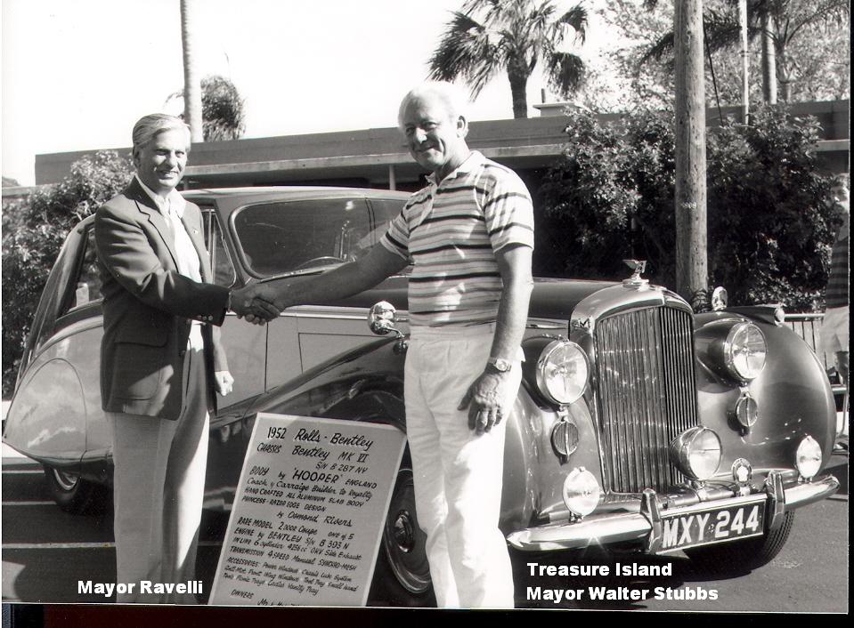 30th Anniversary Celebration- Two Men Shaking Hands in Front of a Car